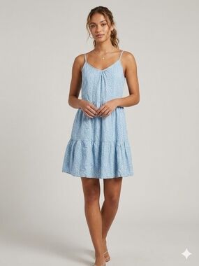 Thread & Supply Light Blue Sunflower Floral-Print Dress Lightweight